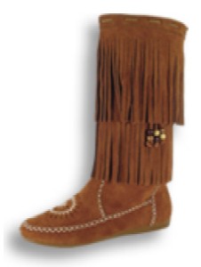Women's Knee-Hi Prairie Boots, with lightweight rubber outsole and padded insole,  Fully covered with two layers of fringe. Inside Zipper for easy put-on and comfort. Made with soft, strong and supple suede. Street and outdoor-adventure use - Color: brown suede - Sizes: women's 6-11 (full sizes only),