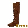 Women's Peace-Mocs Knee-Hi Western Boots, with lightweight crepe outsole, Front lace adjustable, Inside Zipper, and padded insole - Colors: black suede, chocolate suede, brown suede, and tan suede - Sizes: women's 6-11 (full sizes only), 