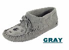 Women's Classic Peace-Moc Squaw, with double-leather soft-sole and fully padded insole. Made with soft, supple suede.. Colors: black, brown, gray, tan