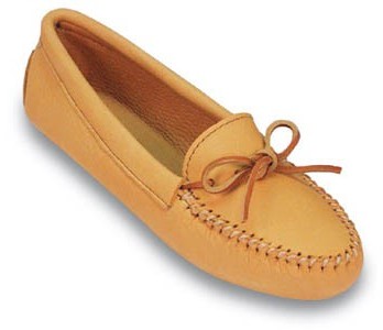 Page#11-G "Men's & Women's Double Deerskin Softsole" slipper-moccs - MEN'S: Style#816, natural deerskin, sizes 6-13 (full sizes only) - WOMEN'S: natural deerskin, sizes: 5-11 (full sizes only)